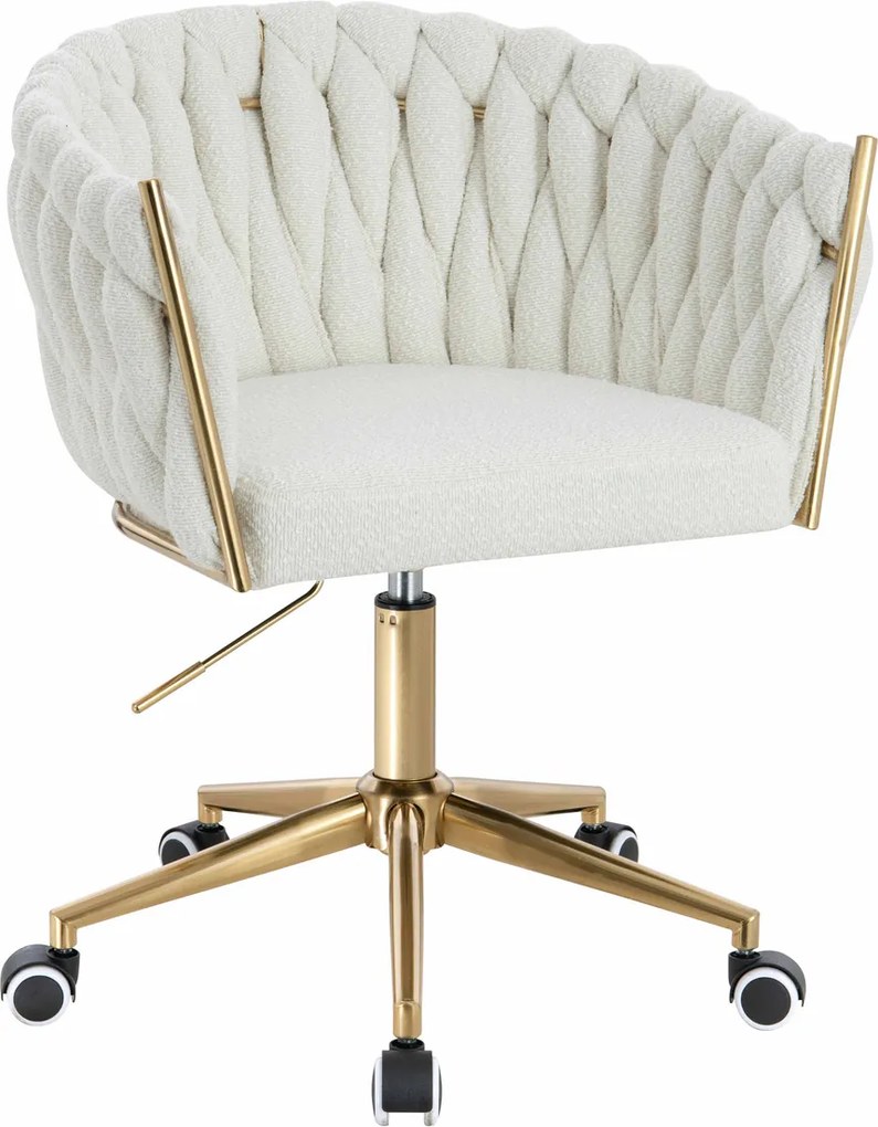 HR750K Scaun Crem Boucle cu Bază Aurie