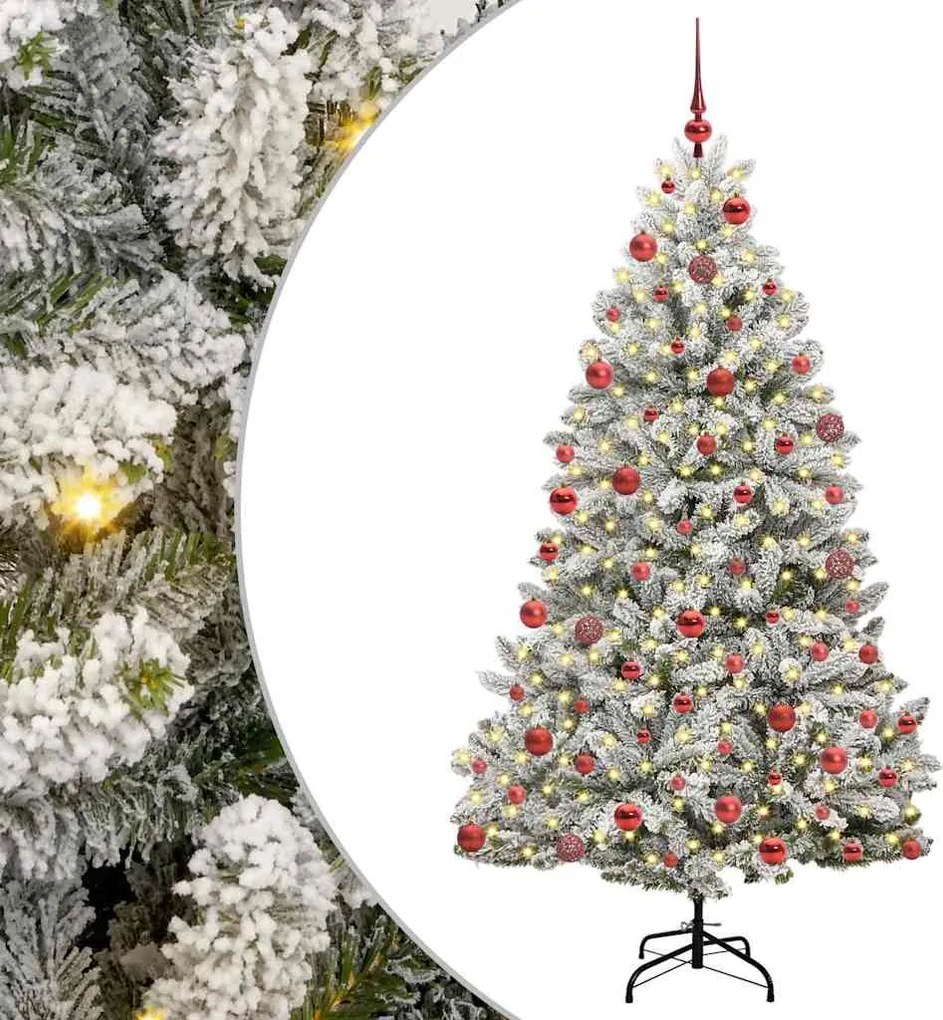 vidaXL Brad de Crăciun artificial Verde și alb 180 cm PVC și Metal