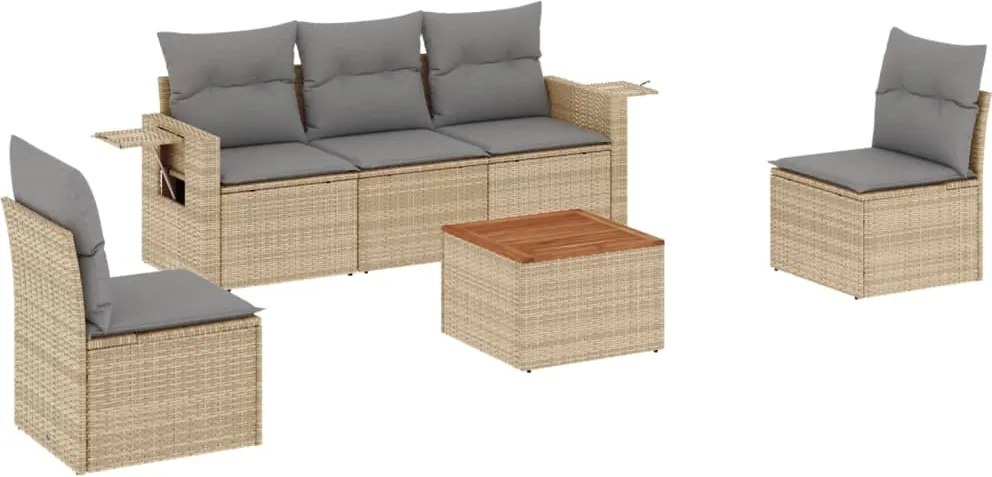 vidaXL Set canapele de grădină cu perne, 6 piese, bej, poliratan