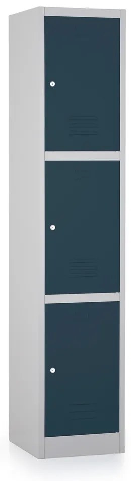 Dulap metalic - 3 cutii, 38 x 45 x 185 cm, broasca cilindrica, antracit - ral 7016