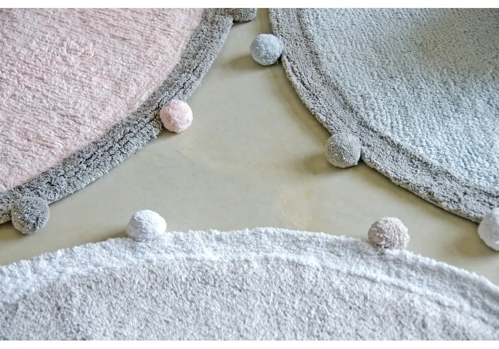 Covor pentru copii gri deschis lavabil/țesut manual din bumbac ø120 cm Bubbly – Lorena Canals
