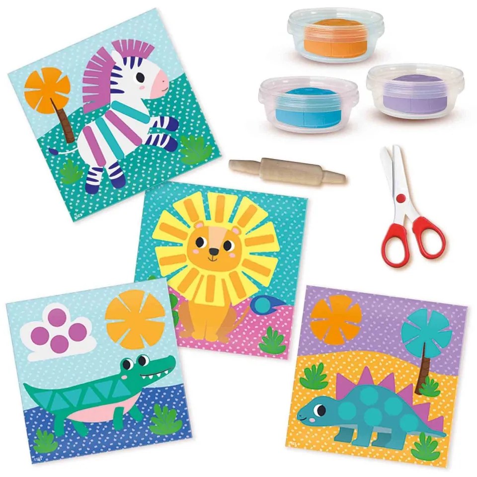 Set creativ copii - Decupeza si creeaza animale din plastilina