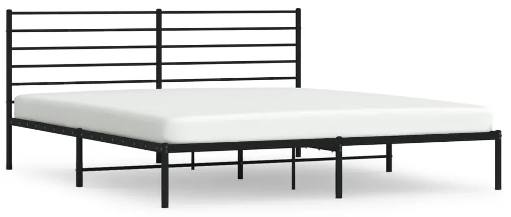352323 vidaXL Cadru de pat metalic cu tăblie, negru, 180x200 cm