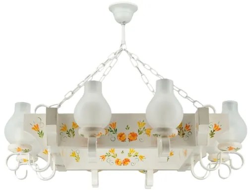 Brilagi - Lustră suspendată cu lanț QUEEN 8xE14/40W/230V fag/crem