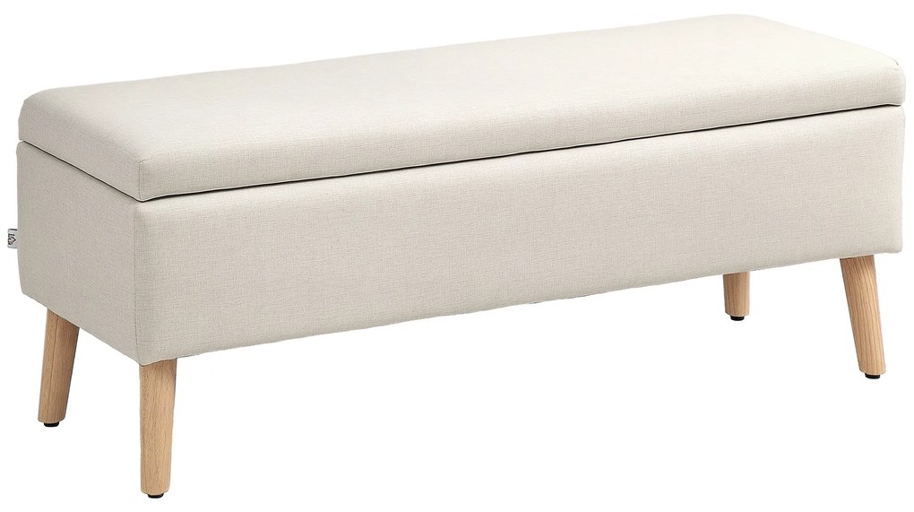 HOMCOM Banc de depozitare acoperit aspect in pentru dormitor, intrare, sufragerie, capacitate 220 kg, 110 x 39 x 45 cm, bej | Aosom Romania