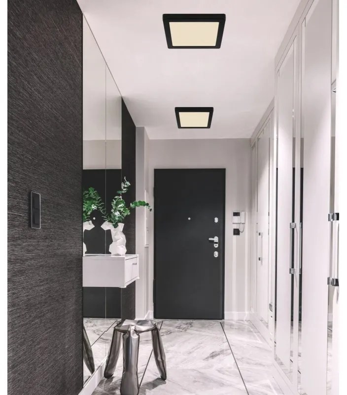 Plafoniera LED design modern LASSE negru 21,7x21,7cm