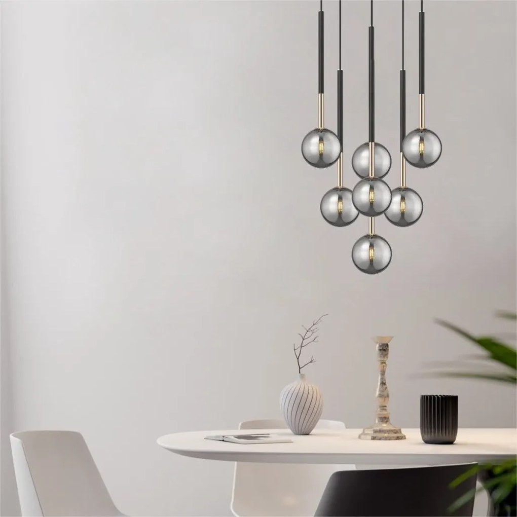Lustra moderna cu 7 pendule Arcturus negru/ auriu