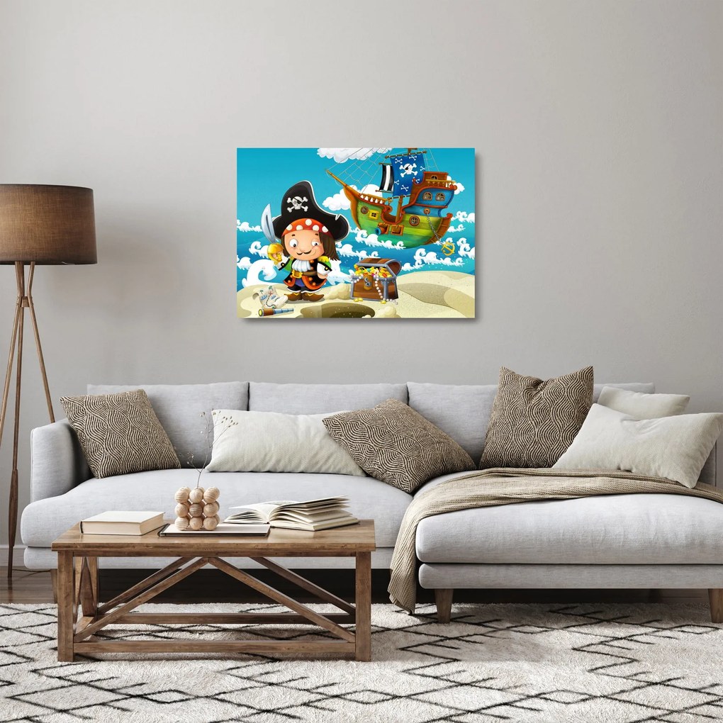 Tablou pe sticlă - Comoara piraților (70x50 cm)