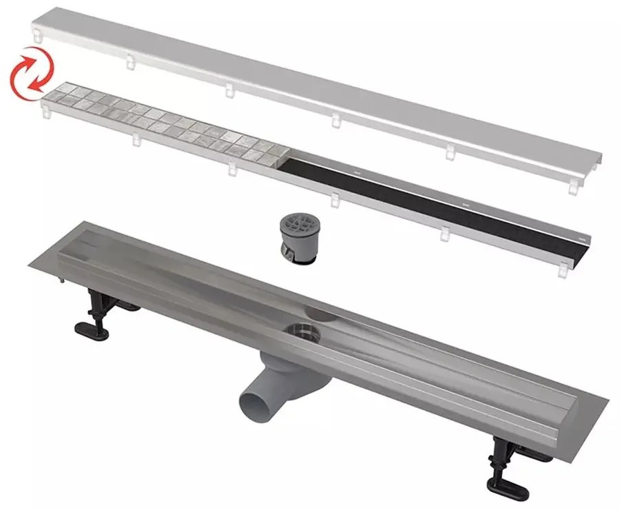 Set rigola dus cu capac faiantabil Alcadrain APZ2012-OPTION6 Optimal 85 cm 850 mm