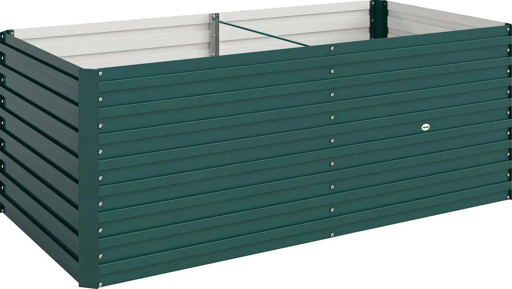 Outsunny Jardinieră ridicată galvanizată dreptunghiulară pentru exterior - fund deschis - 160 x 80 x 60 cm, verde | Aosom Romania