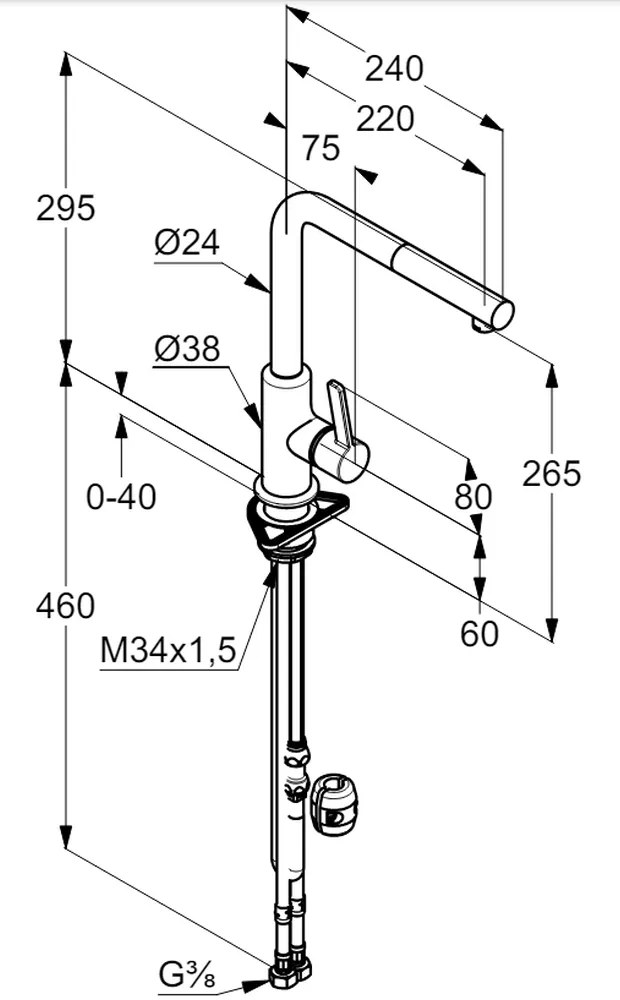 Kludi Negru mat/Crom lucios