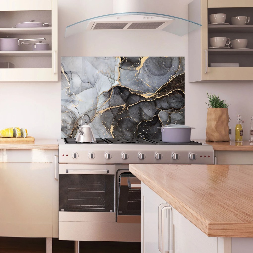 Panou Sticla Bucatarie, 60x100cm, Protectie aragaz, Antistropi, Termorezistent, Abstracte, Marble, Abstract Marble