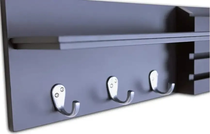 Cuier cu 3 agatatori, Antracit Homs, gri antracit, 60 x 15 x 10 cm, MDF