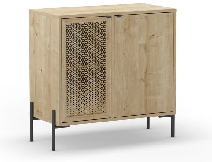 Comodă în culoare naturală joasă cu aspect de lemn de stejar 80x80 cm Inca – Marckeric