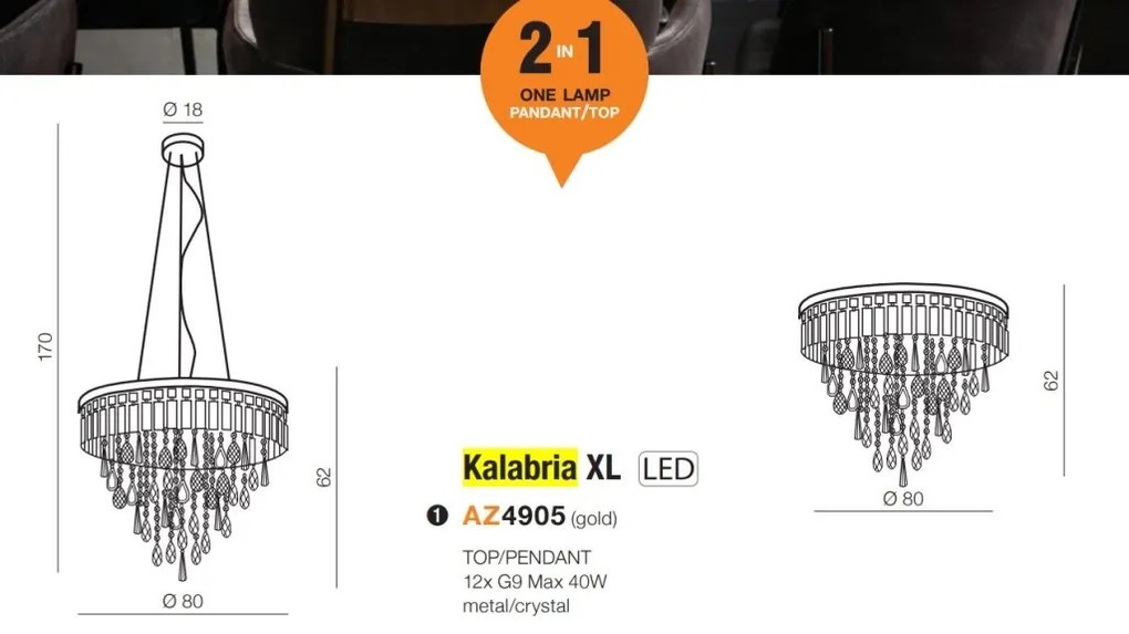 Lustra moderna 2 in 1 design elegant KALABRIA XL GO
