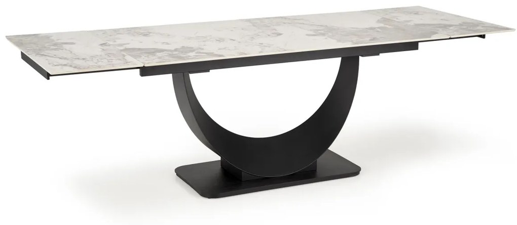 Masa extensibila Fernando marmura alba/negru L160-240 cm
