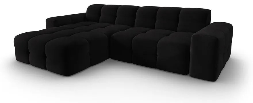 Colțar negru cu tapițerie din catifea (pe partea stângă) Kendal – Micadoni Home