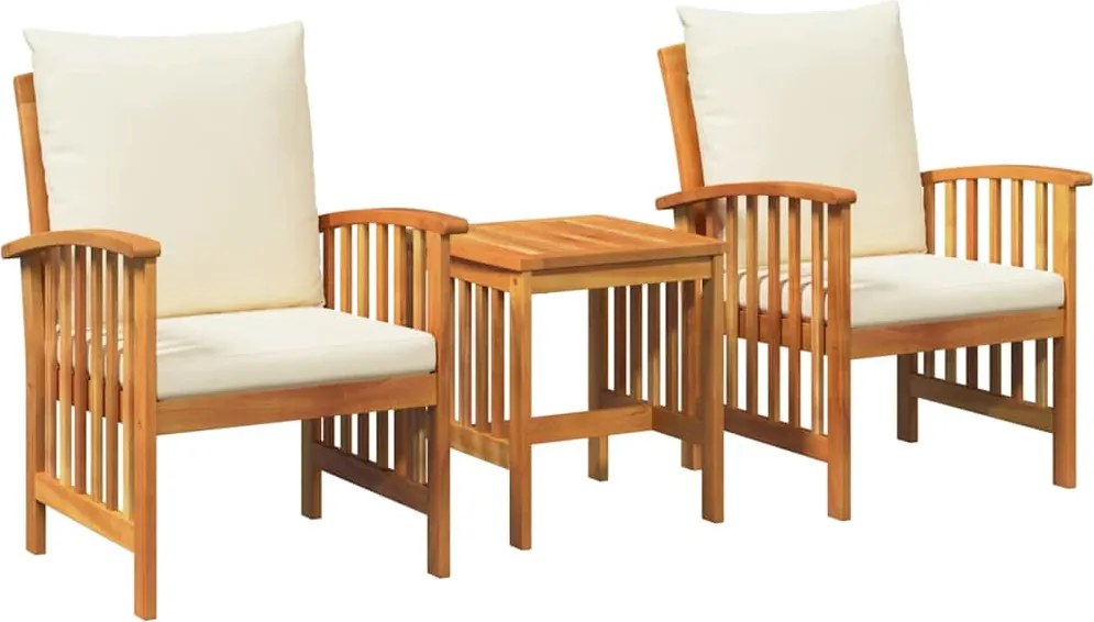 vidaXL Set de canapele pentru grădină cu pernă 3 pcs Ulei Natural