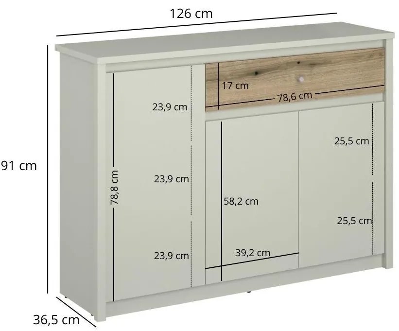 Comodă Kodro 1 (cașmir + stejar evoke). 1116941