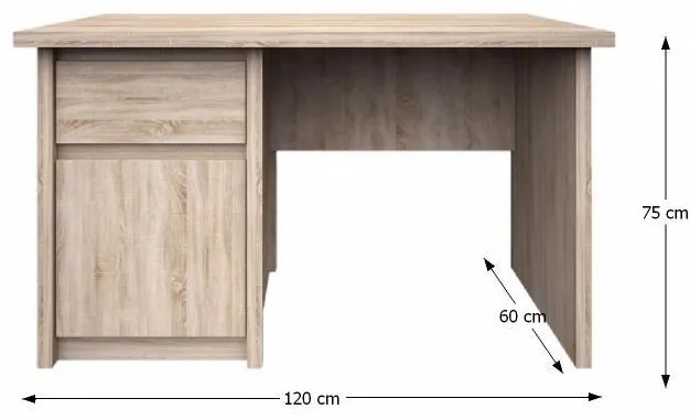 Birou cu usa si sertar ,stejar sonoma ,120 cm