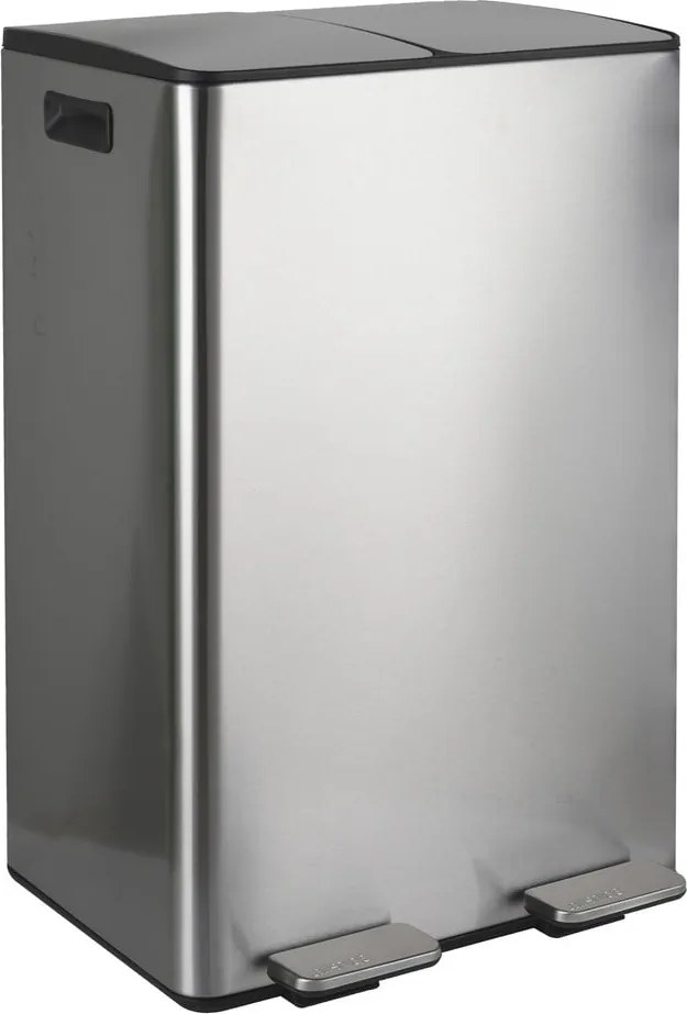 Coș de gunoi argintiu mat pentru reciclare/cu pedală 2x30 l din oțel Aliya – Spirella