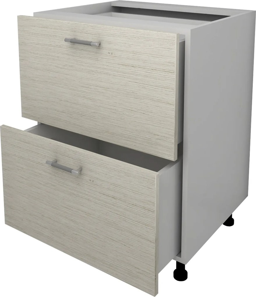 Corp Baza Lecce, 2 Sertare, Lemn Alb/Alb, 60 x 50 x 80 cm