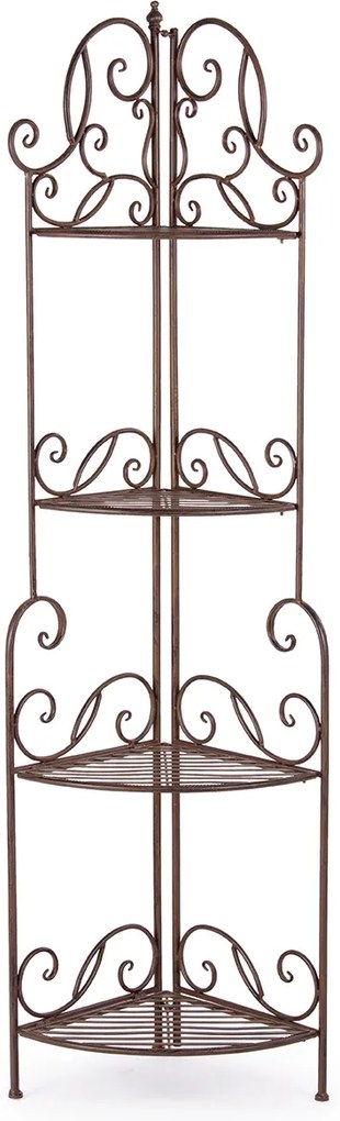 Raft fier forjat pentru colt 4 polite maro 48x33x164h
