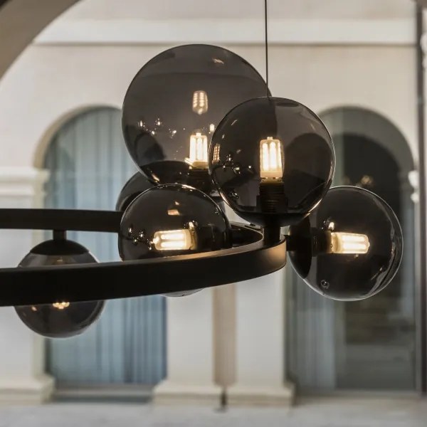 Ideal Lux - Lustră LED suspendată pe cablu PERLAGE 11xG9/3W/230V diam. 73 cm negru/fumuriu