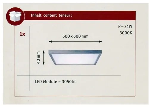 Paulmann 70652 - LED/30W Plafonieră LUNAR 230V