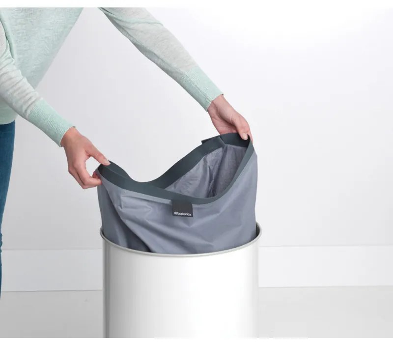 Cos de rufe Brabantia 90300241, 60 L, Capac din pluta, Umplere fara deschidere, Gauri ventilatie, Alb