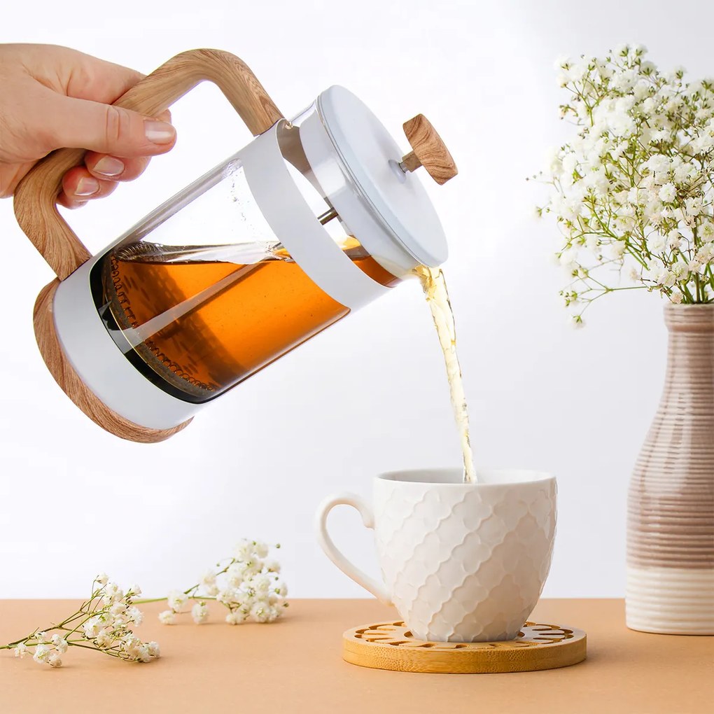 Orion Ceainic din sticlă/french press Whiteline 1l, 1 l