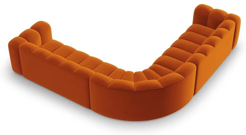 Colțar modular cărămiziu cu tapițerie din catifea Lupine – Micadoni