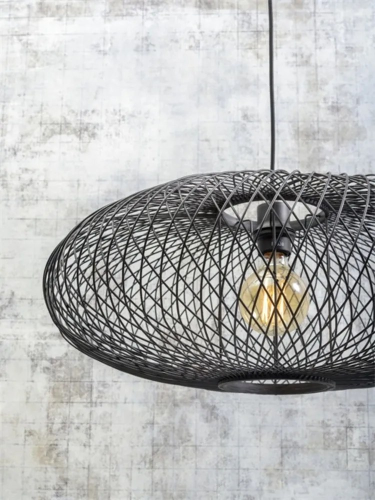 Lampadar eco din bambus Cango L natur/ negru, 60x25cm
