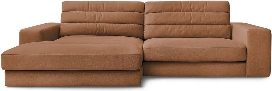 Colțar portocaliu cu tapițerie din catifea (cu colț pe partea stângă/cu șezlong) Sierra – Bobochic Paris