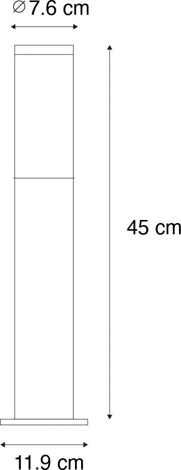 Lampă de stâlp modernă pentru exterior negru 45 cm IP44 - Rox