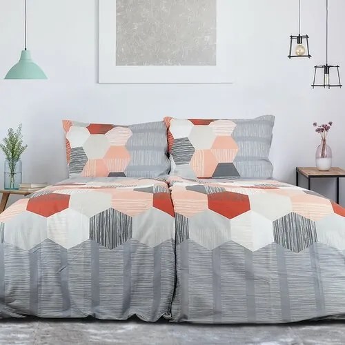 Lenjerie de pat bumbac creponat B.E.S. PetroviceTop Class Honey Comb, 140 x 200 cm, 70 x 90 cm