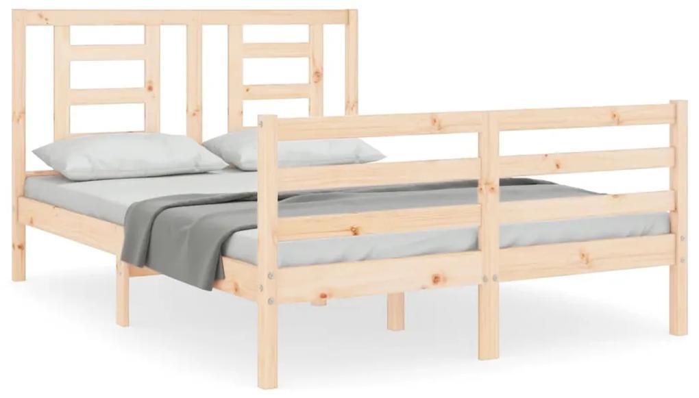 3194671 vidaXL Cadru de pat cu tăblie, dublu mic, lemn masiv