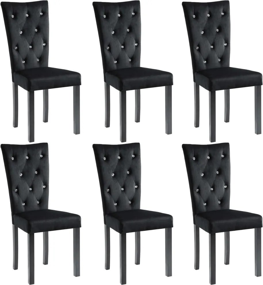 vidaXL Scaune de sufragerie, 6 buc, negru, catifea