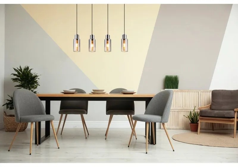 Lustra suspendata design modern LIDARIA 4L negru/fumuriu