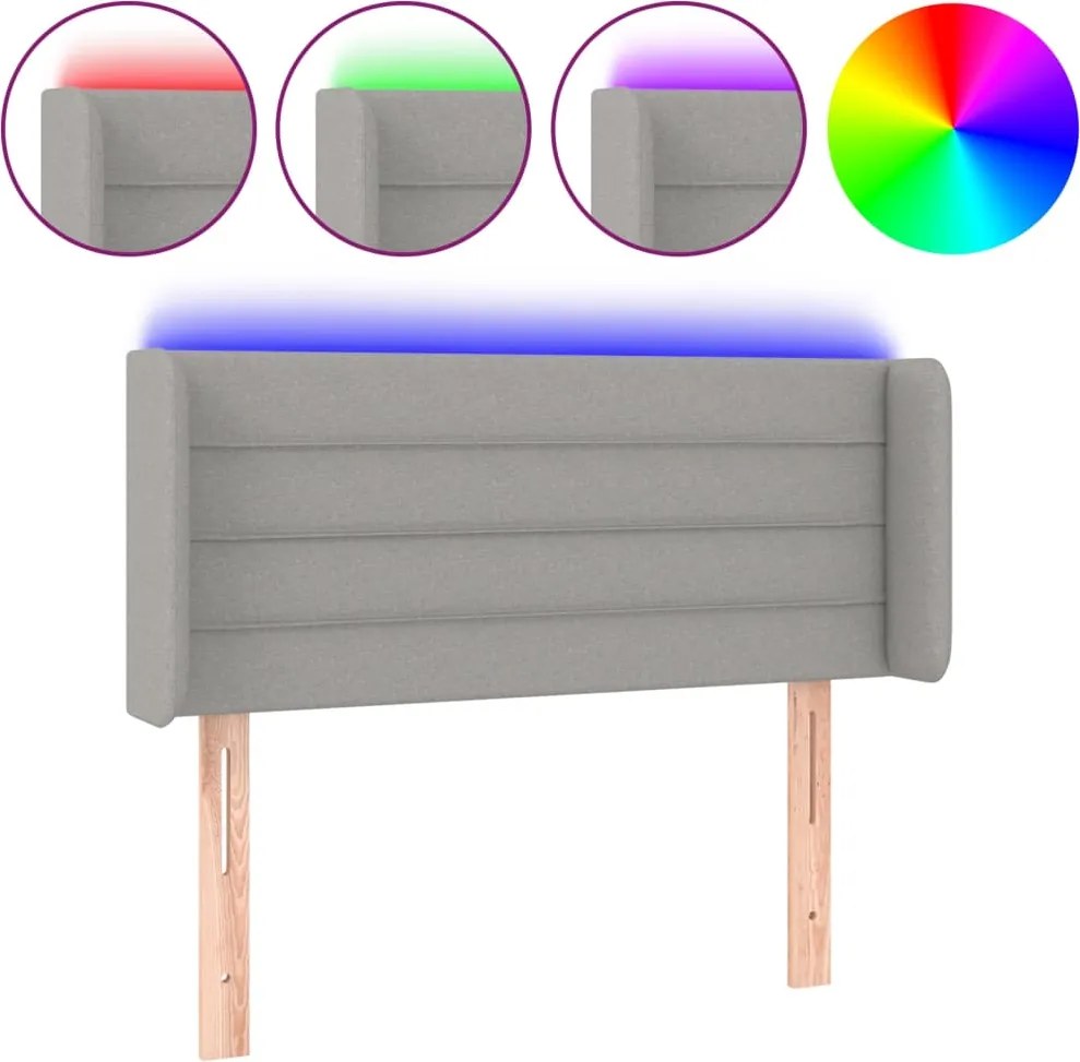 vidaXL Tăblie de pat cu LED, gri deschis, 103x16x78/88 cm, textil
