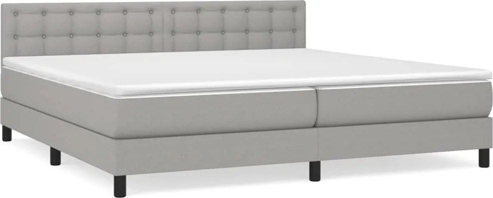 vidaXL Pat box spring cu saltea, gri deschis, 200x200 cm, textil