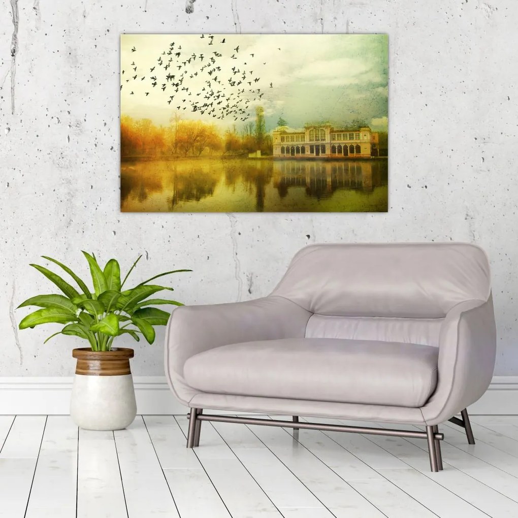 Tablou peisajului pictat cu sediul (90x60 cm)