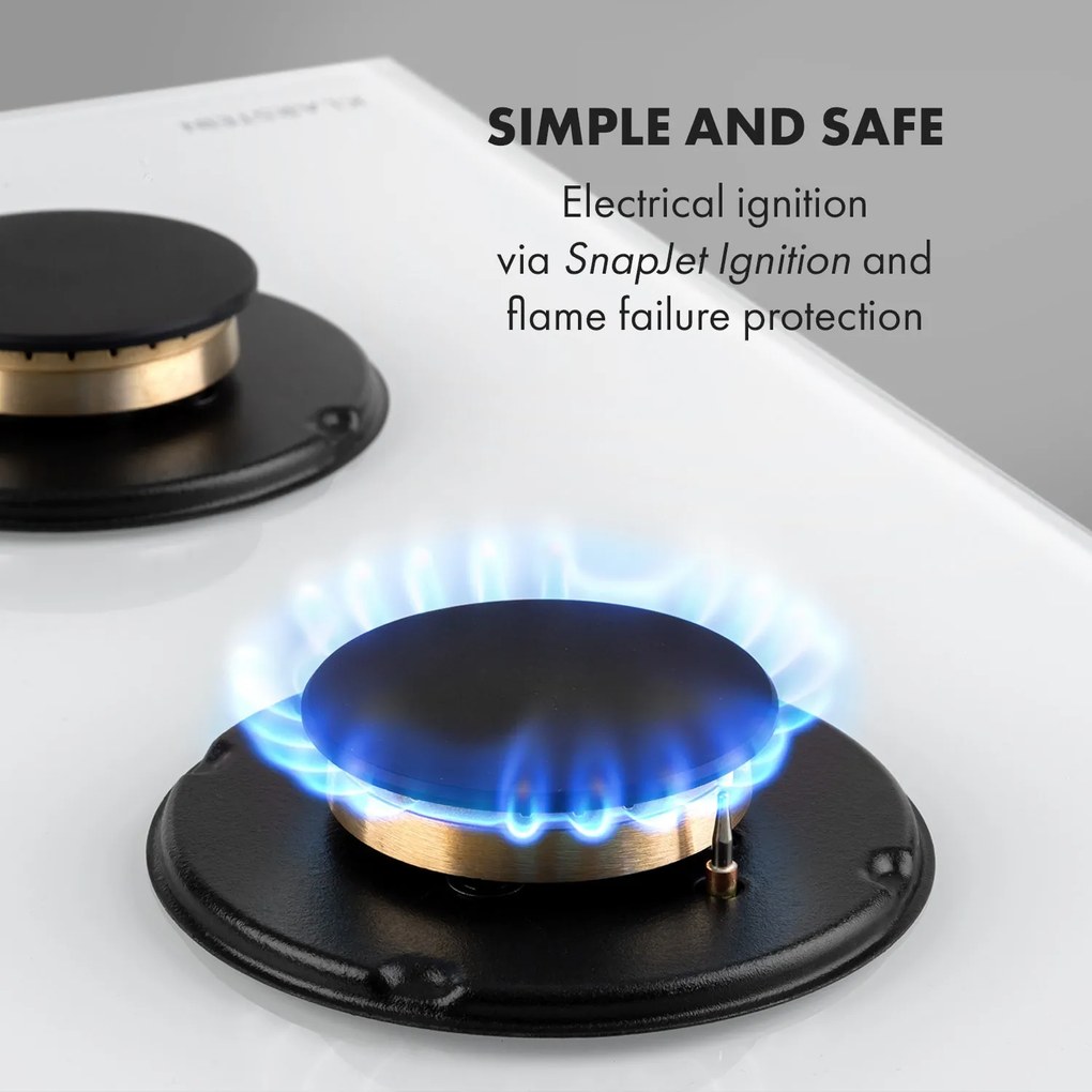Goldflame 4, plită pe gaz, 4 arzătoare, arzătoare din alamă, sticlă ceramică