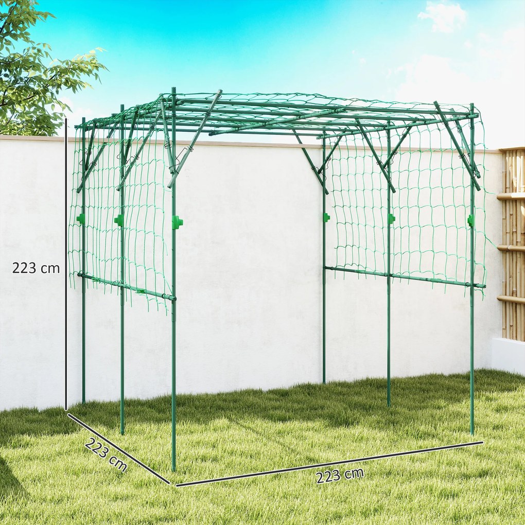 Outsunny Grilaj din oțel de introdus rezistent la rugină suport pentru plante cățărătoare spalier 223 x 223 x 223 cm arcadă pentru trandafiri Verde | Aosom Romania