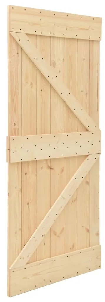 Usa glisanta cu set feronerie, 90 x 210 cm, lemn masiv de pin 2, Maro, 90 x 210 cm