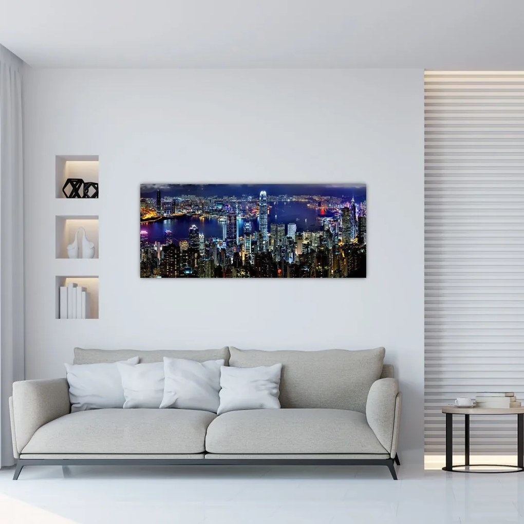 Tablou cu zgârie-norii noaptea (120x50 cm)