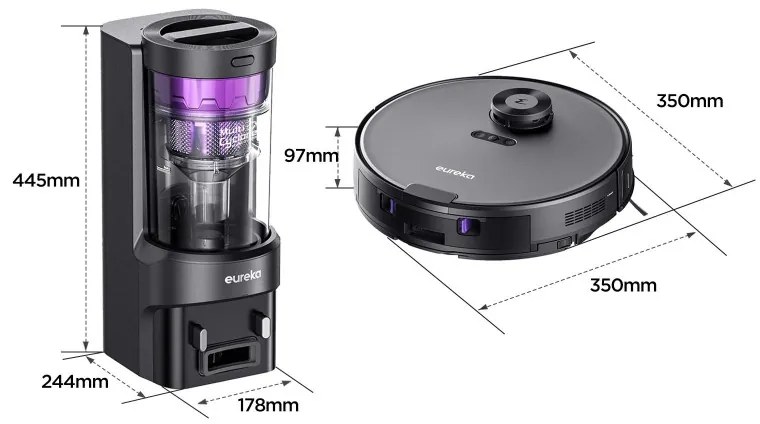 Robot aspirator cu auto-golire Eureka NER E10S, 5200 mAh, 4000Pa, 2 L, 4 moduri, LiDAR, Control vocal, Negru