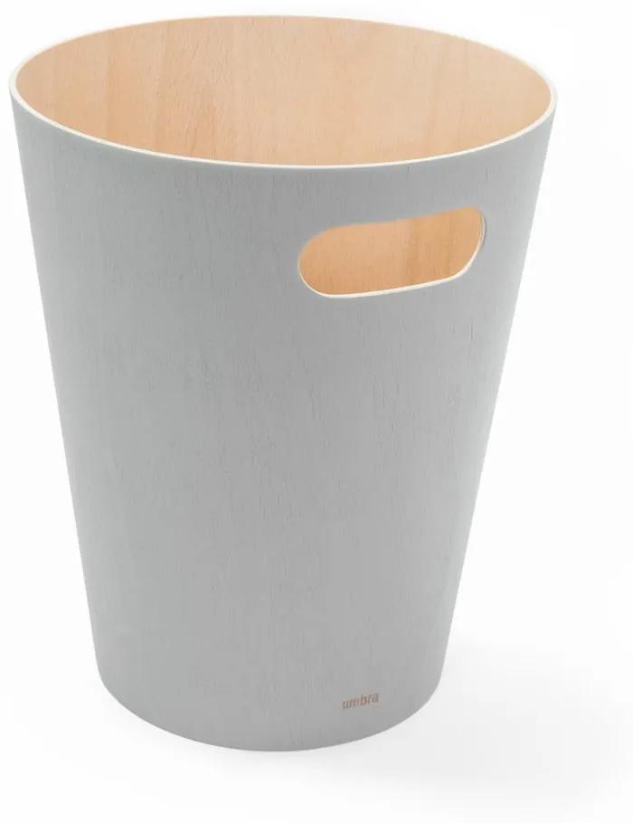 Coș de gunoi gri deschis din lemn 7,5 l Woodrow – Umbra