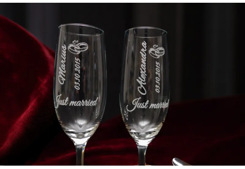 Set pahare sampanie, personalizate, miri