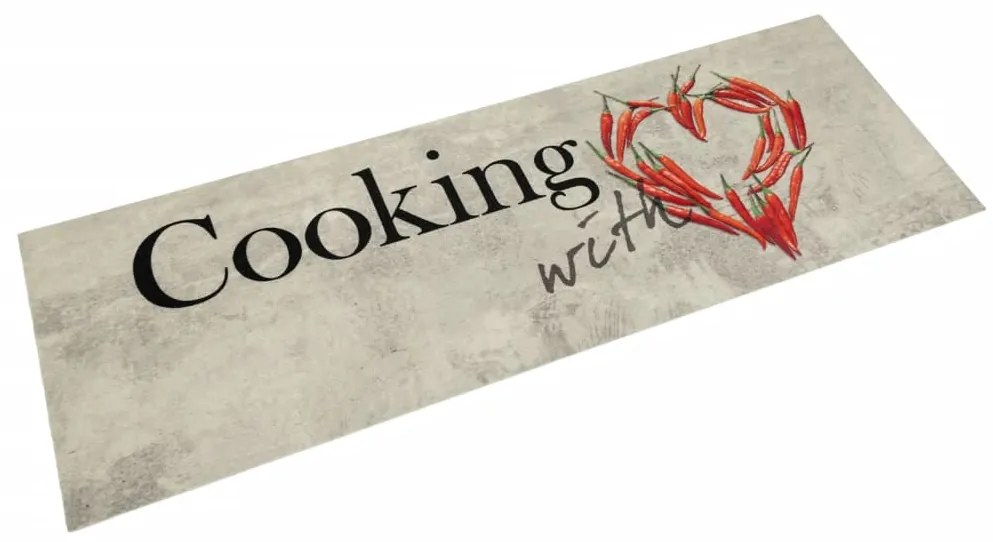 vidaXL Covor bucătărie lavabil, text Cooking/ardei, 60x180 cm, catifea